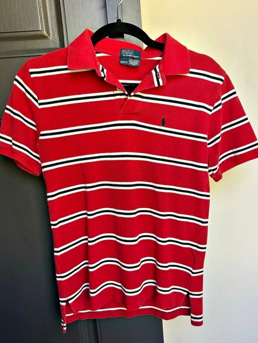 Polo Ralph Lauren Striped Polo Shirt in Red & White Size Medium